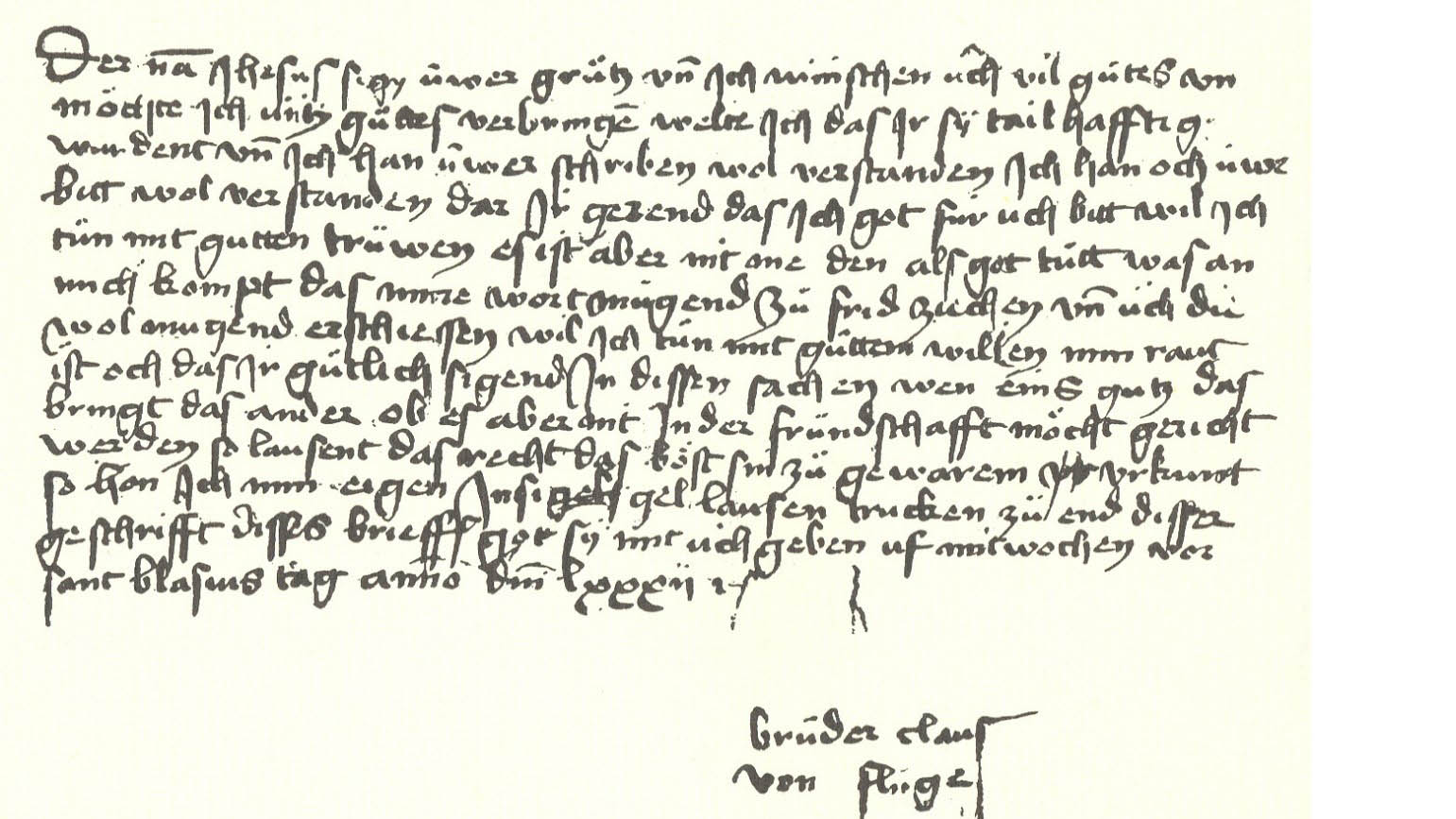 Der Brief an Konstanz (30. Januar 1482). (© Bruder-Klausen-Stiftung Sachseln)