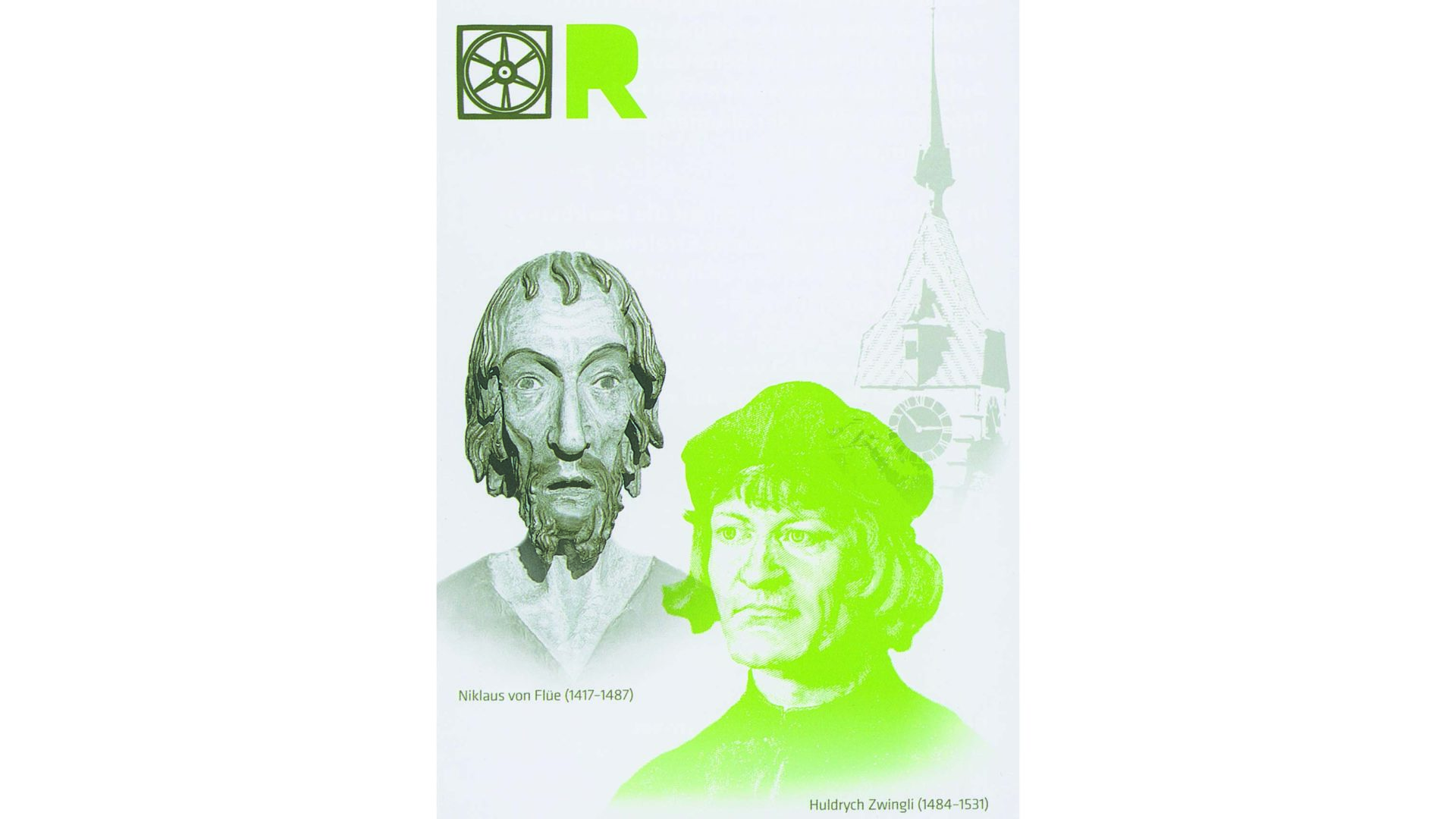 Ausschnitt aus dem Programmflyer mit den Köpfen von Niklaus von Flüe und Huldrych Zwingli. (Foto: IM)
