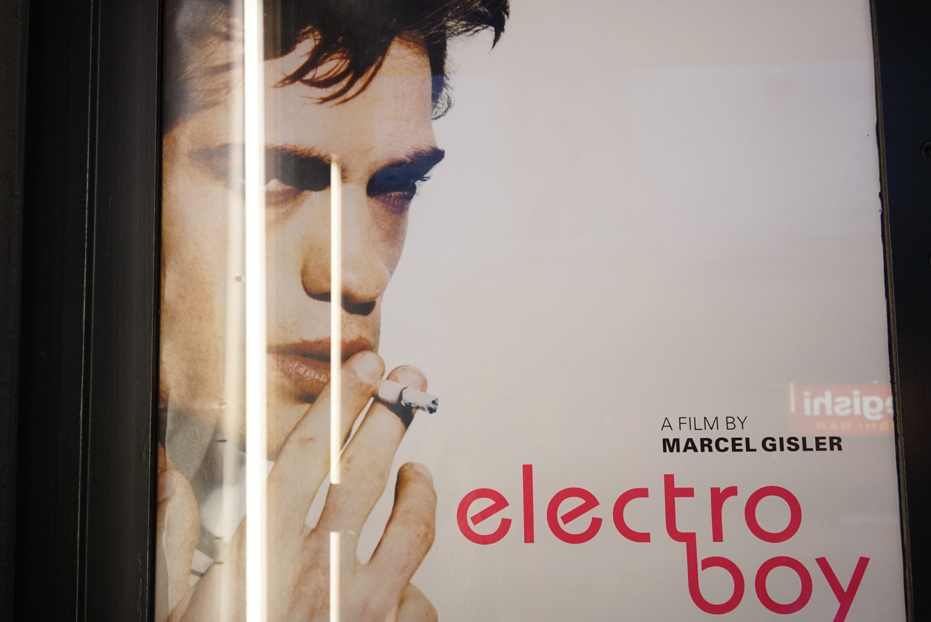 "Electroboy". Dokumentarfilm von Marcel Gisler über Florian Burkhardt. Filmplakat in Zürich.
© Vera Rüttimann 2017