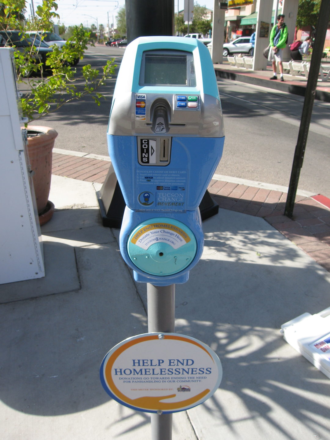 Parkmeter in Tucson/AZ, an dem Spenden für  Obdachlose eingeworfen werden können. Foto: Elisabeth Aeberli