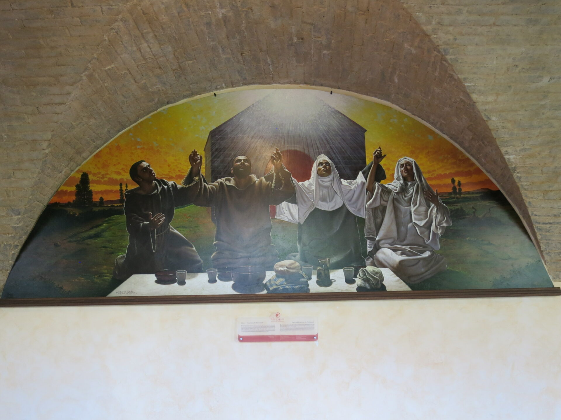 Gemeinsames Mahl der Heiligen von Assisi. Gemälde von Aurelio Bruni in Santa Maria degli Angeli, Assisi.  Foto: Elisabeth Aeberli