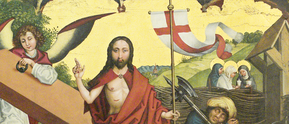 Auferstehung Christi, Detail aus dem Dominikaner-Altar (um 1480), von Martin Schongauer und Werkstatt, Museum Unterlinden Colmar © presse-bild-poss.de