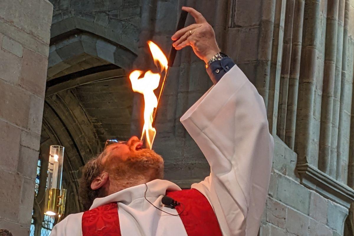 Vicar on fire_Quelle greatmalvernpriory.org.uk